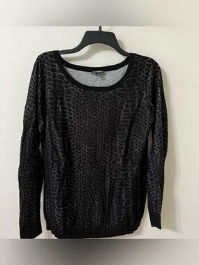Express Black and Silver Snakeskin Fitted Sweater